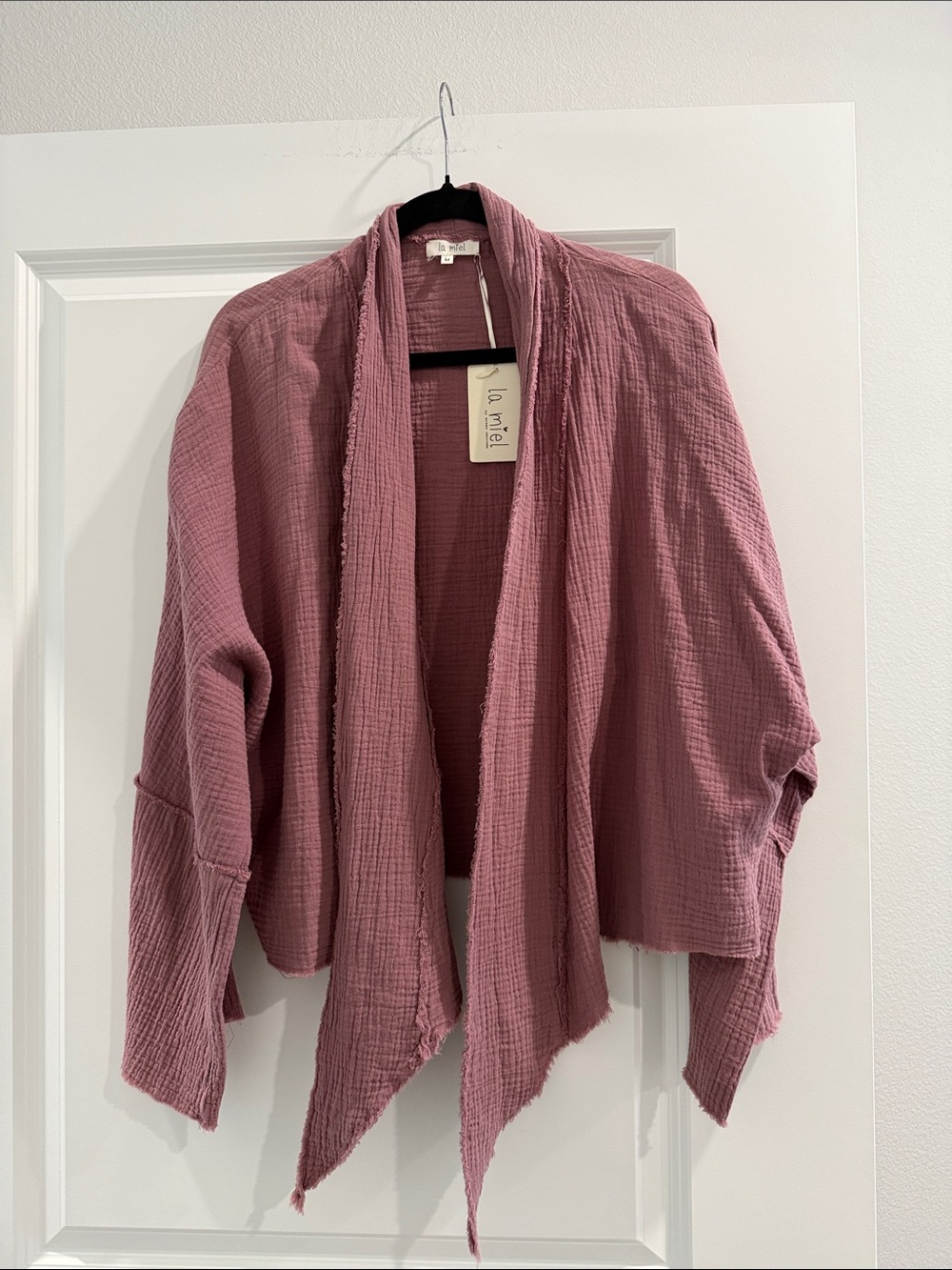 NWT la miel Maeve  Open-Front Textured Kimono Cardigan sz m